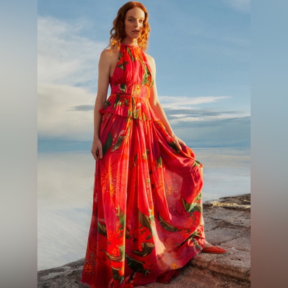 FARM RIO Red Pietra Floral Sleeveless Maxi Dress • S • NWT - Picture 4 of 16